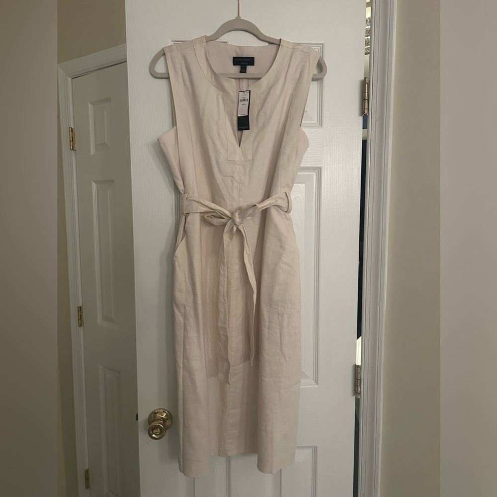 Banana republic cream linen blend dress NWT